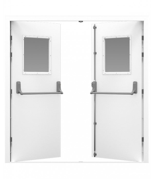 Heavy Duty Steel Double Fire Exit Door with Vision Panel