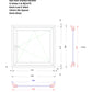 Technical drawing of a UPVC glazing unit with dimensions and specifications.
