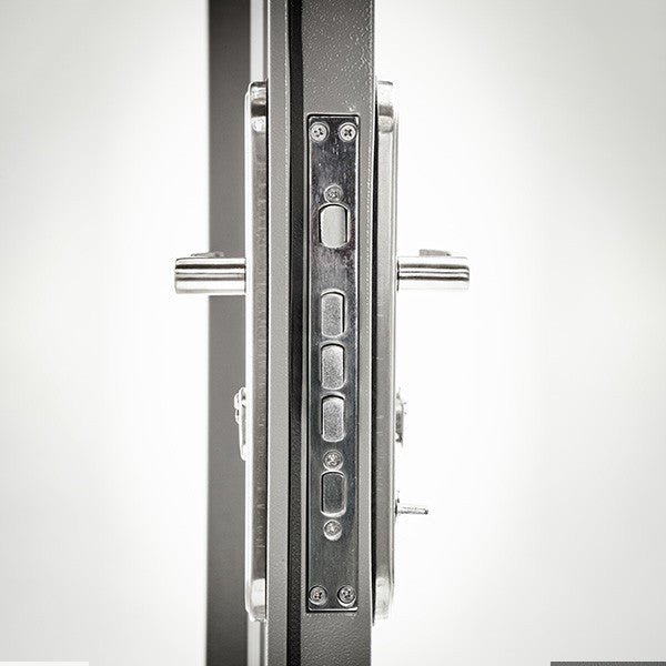 Multipoint locking system for heavy duty steel security door