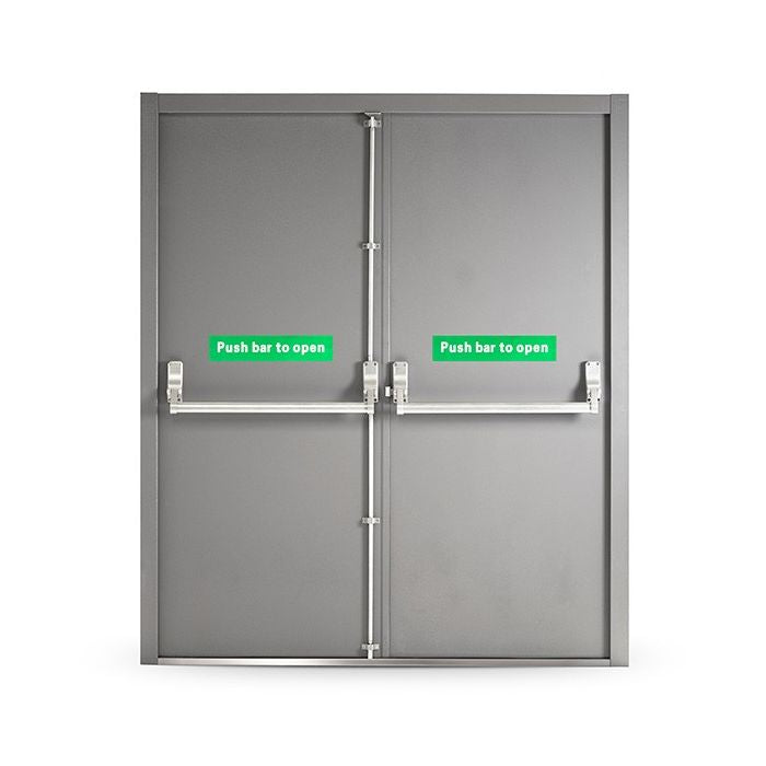 Heavy Duty Steel Double Fire Exit Door, Grey