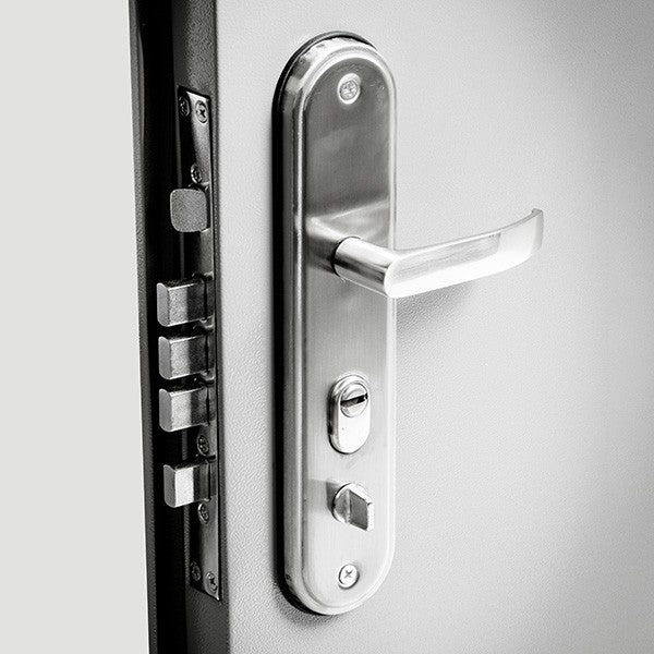 Heavy Duty Steel Double Security Door, Grey, Stainless Steel Handle